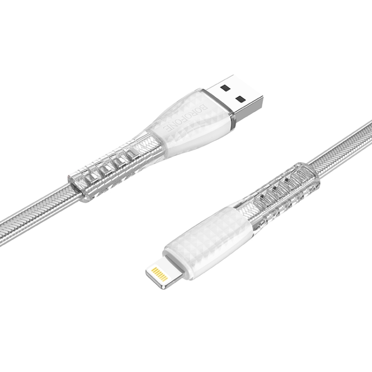 Borofone BU31 1.2m 2.4A USB to 8 Pin Jelly Braided Charging Data Cable(Silver) Borofone BU31 1.2m 2.4A USB to 8 Pin Jelly Braided Charging Data Cable(Silver)
