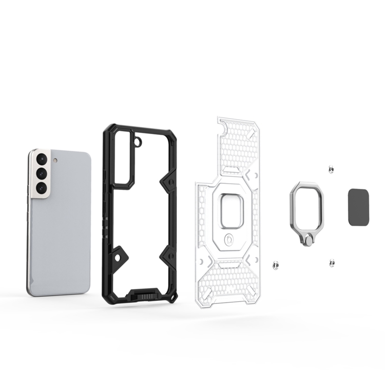 For Samsung Galaxy S22 5G Space PC+TPU Ring Holder Protective Phone Case(White) For Samsung Galaxy S22 5G Space PC+TPU Ring Holder Protective Phone Case(White)