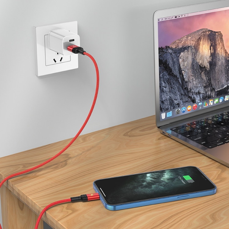Borofone BU30 1.2m 2.4A USB to 8 Pin Smart Power-off Charging Data Cable(Red) Borofone BU30 1.2m 2.4A USB to 8 Pin Smart Power-off Charging Data Cable(Red)