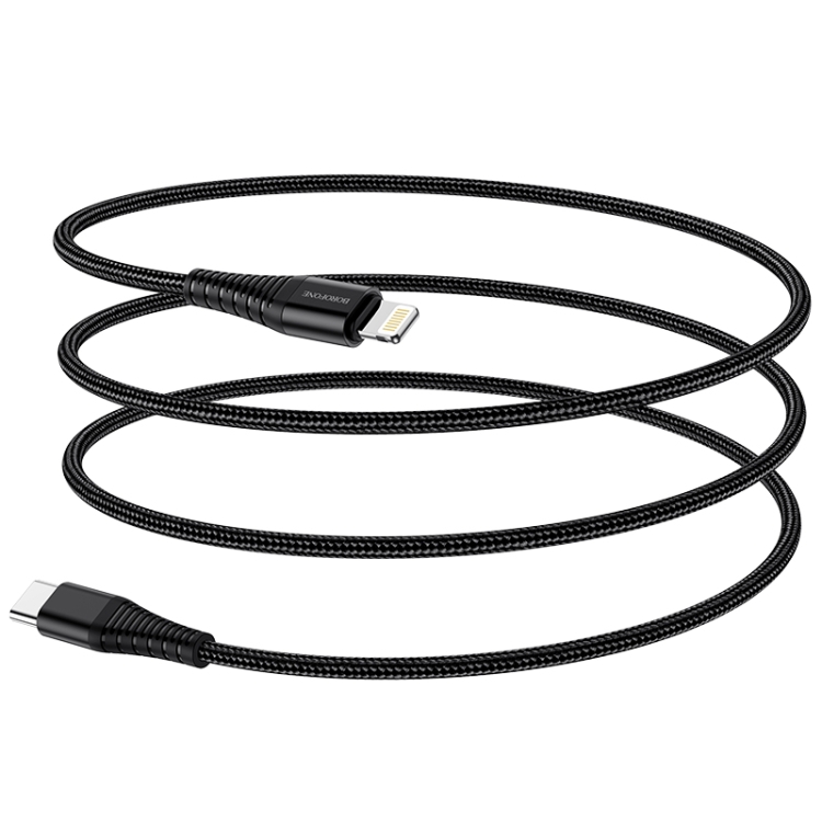 Borofone BU27 1.2m PD 20W Type-C to 8 Pin Cool Victory Charging Data Cable(Black) Borofone BU27 1.2m PD 20W Type-C to 8 Pin Cool Victory Charging Data Cable(Black)