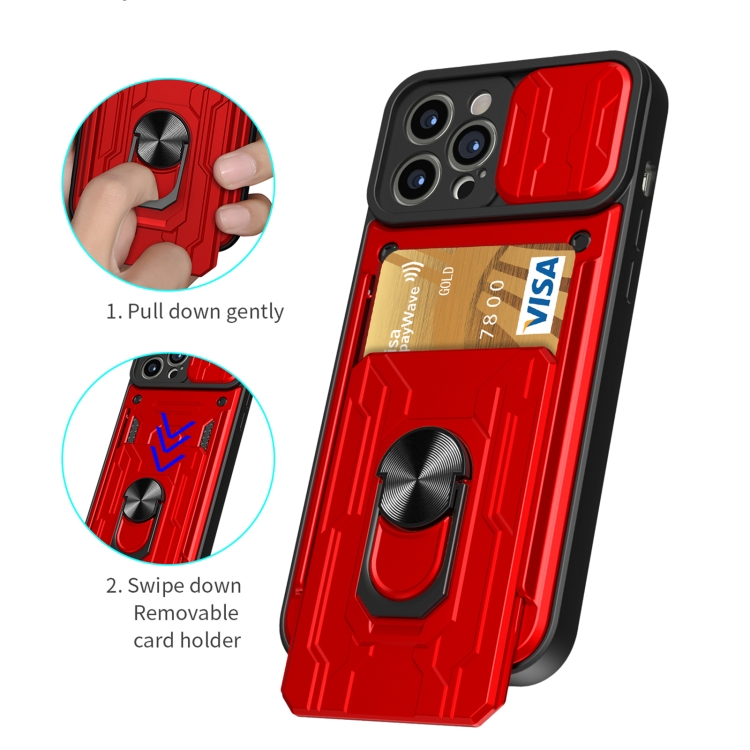 For iPhone 12 Pro Max Sliding Camshield Card Phone Case(Red) For iPhone 12 Pro Max Sliding Camshield Card Phone Case(Red)