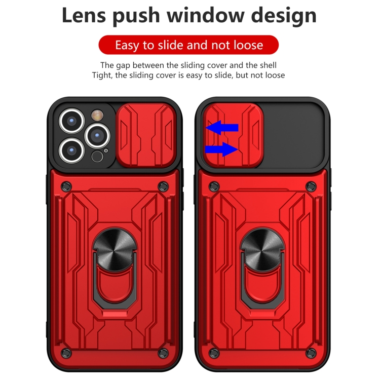 For iPhone 12 Pro Max Sliding Camshield Card Phone Case(Red) For iPhone 12 Pro Max Sliding Camshield Card Phone Case(Red)