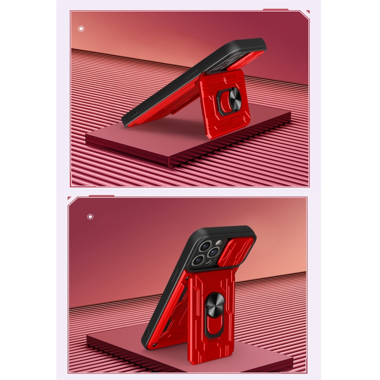 Para iPhone 13 Pro 2 em 1 360 Titular Invisível Corda Capa para Celular  (Vermelho Rosa)