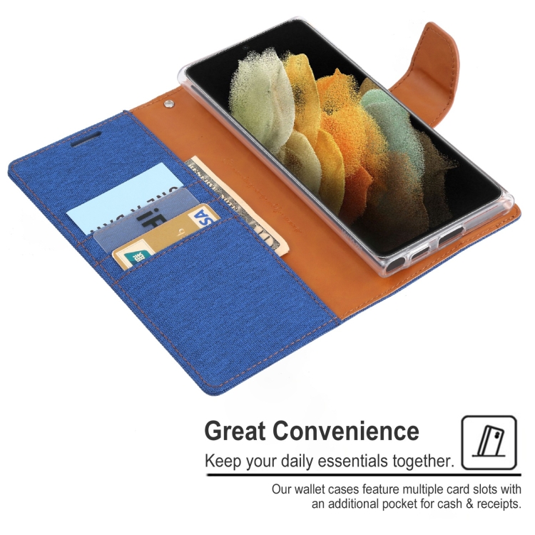 For Samsung Galaxy S22 Ultra 5G GOOSPERY CANVAS DIARY Canvas Texture Leather Phone Case(Blue) For Samsung Galaxy S22 Ultra 5G GOOSPERY CANVAS DIARY Canvas Texture Leather Phone Case(Blue)