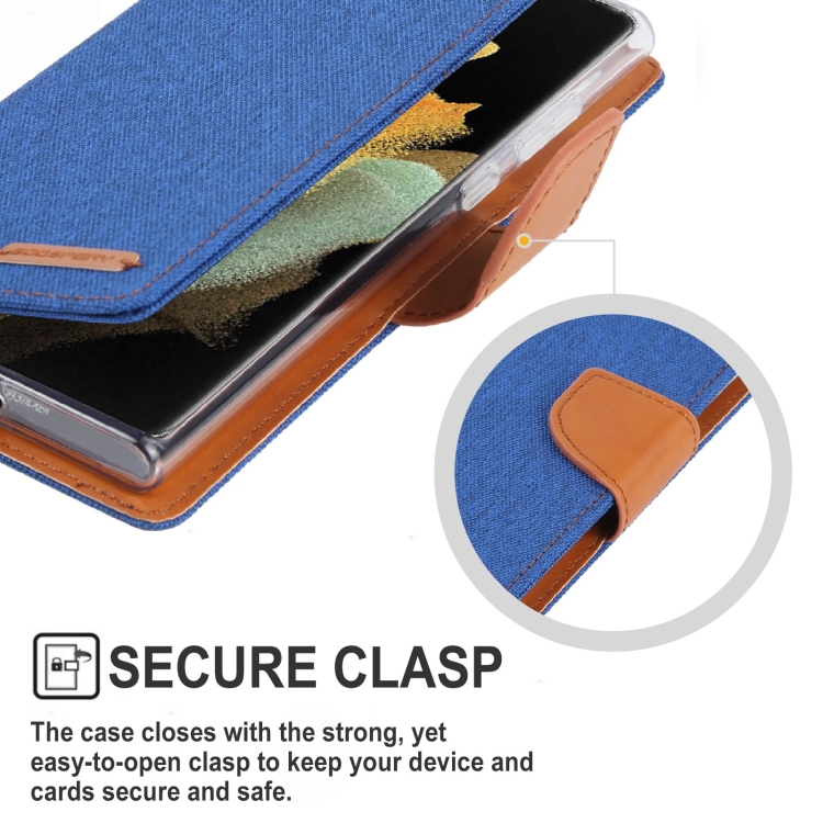 For Samsung Galaxy S22 Ultra 5G GOOSPERY CANVAS DIARY Canvas Texture Leather Phone Case(Blue) For Samsung Galaxy S22 Ultra 5G GOOSPERY CANVAS DIARY Canvas Texture Leather Phone Case(Blue)
