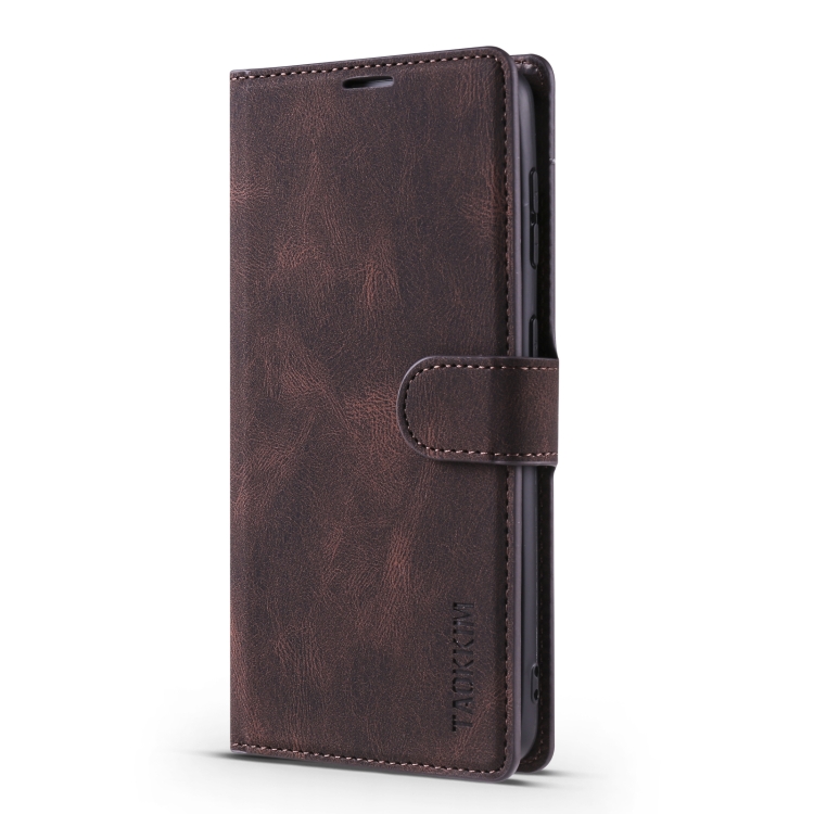For Samsung Galaxy S22 5G TAOKKIM Calf Texture Leather Phone Case(Coffee) For Samsung Galaxy S22 5G TAOKKIM Calf Texture Leather Phone Case(Coffee)