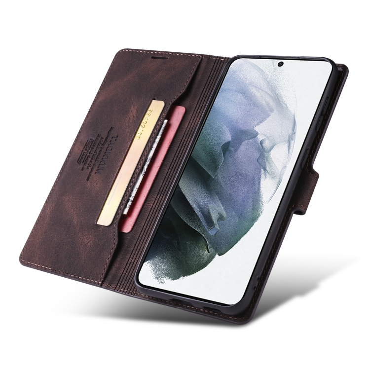 For Samsung Galaxy S22 5G TAOKKIM Calf Texture Leather Phone Case(Coffee) For Samsung Galaxy S22 5G TAOKKIM Calf Texture Leather Phone Case(Coffee)