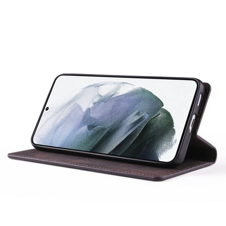 For Samsung Galaxy S22 5G TAOKKIM Calf Texture Leather Phone Case(Coffee) For Samsung Galaxy S22 5G TAOKKIM Calf Texture Leather Phone Case(Coffee)
