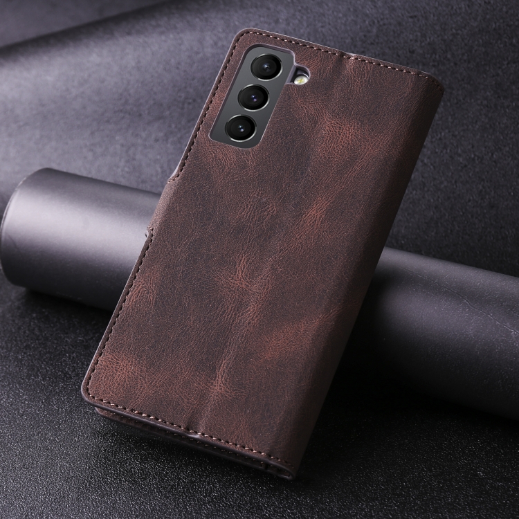 For Samsung Galaxy S22 5G TAOKKIM Calf Texture Leather Phone Case(Coffee) For Samsung Galaxy S22 5G TAOKKIM Calf Texture Leather Phone Case(Coffee)