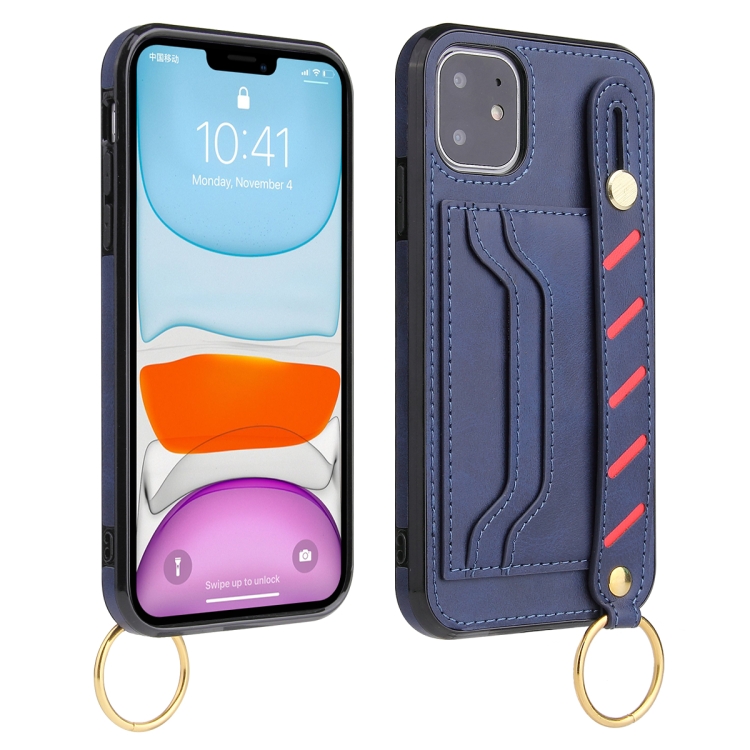 For iPhone 11 Pro Wristband Wallet Leather Phone Case (Blue) For iPhone 11 Pro Wristband Wallet Leather Phone Case (Blue)