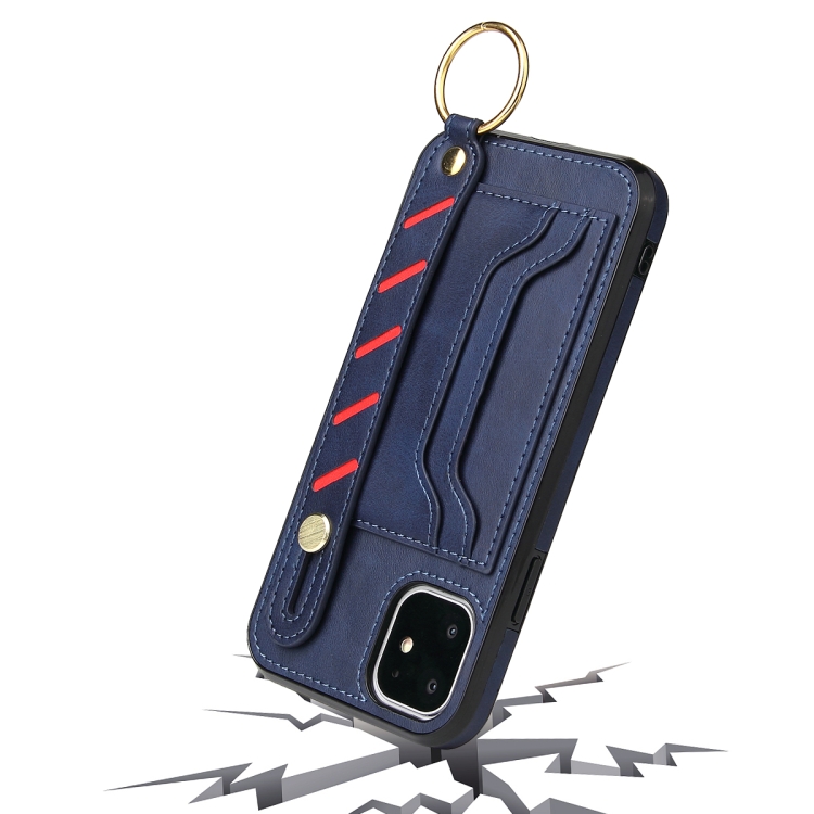For iPhone 11 Pro Wristband Wallet Leather Phone Case (Blue) For iPhone 11 Pro Wristband Wallet Leather Phone Case (Blue)