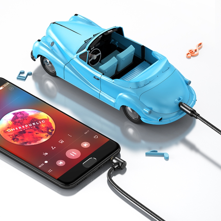 USAMS US-SJ557 3.5mm to 3.5mm Right-angle Audio Cable(Black) - 4