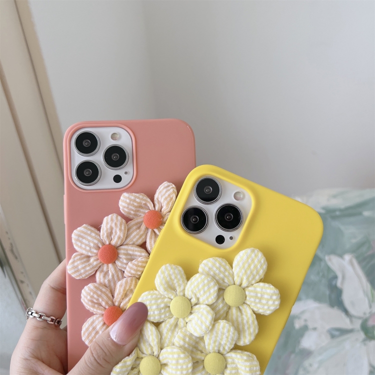 Funda para teléfono de la correa de la mano de cuatro flores para iPhone 13  (rosa claro)