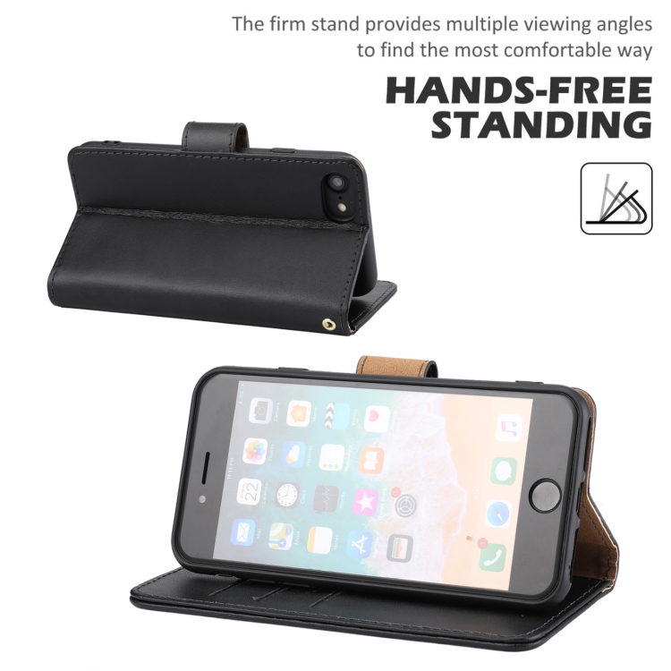 For iPhone SE 2022 / SE 2020 / 8 / 7 / 6 / 6s Plain Weave Cowhide Leather Phone Case(Black) For iPhone SE 2022 / SE 2020 / 8 / 7 / 6 / 6s Plain Weave Cowhide Leather Phone Case(Black)