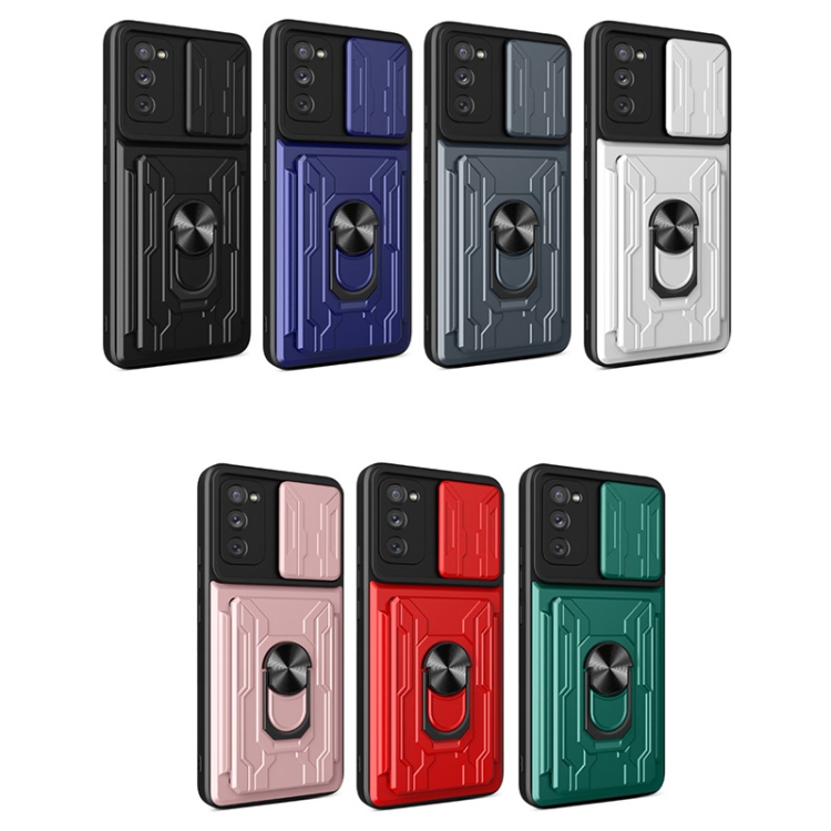 For Samsung Galaxy S20 FE Camera Cover Phone Case with Card Slot & Holder(Grey) For Samsung Galaxy S20 FE Camera Cover Phone Case with Card Slot & Holder(Grey)