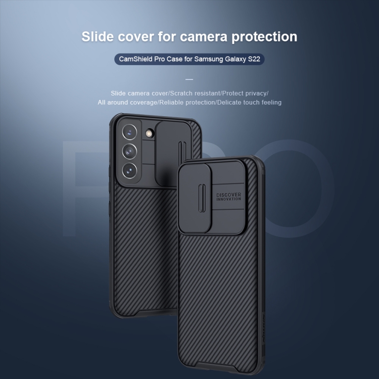 For Samsung Galaxy S22 5G NILLKIN Black Mirror Pro Series Camshield Phone Case(Black) For Samsung Galaxy S22 5G NILLKIN Black Mirror Pro Series Camshield Phone Case(Black)