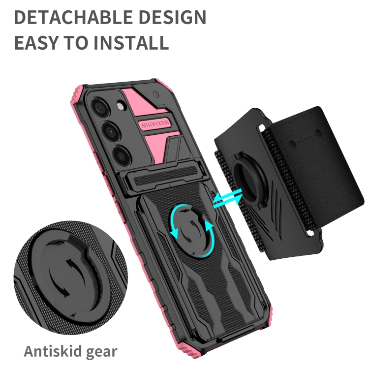 For Samsung Galaxy S22 5G Armor Wristband Phone Case(Pink) For Samsung Galaxy S22 5G Armor Wristband Phone Case(Pink)