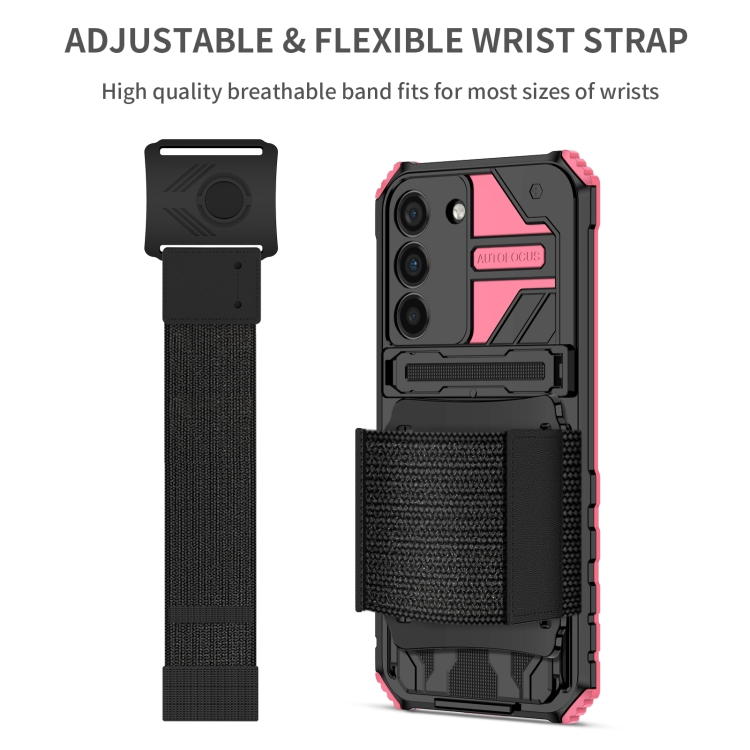 For Samsung Galaxy S22 5G Armor Wristband Phone Case(Pink) For Samsung Galaxy S22 5G Armor Wristband Phone Case(Pink)