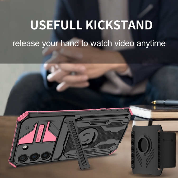 For Samsung Galaxy S22 5G Armor Wristband Phone Case(Pink) For Samsung Galaxy S22 5G Armor Wristband Phone Case(Pink)