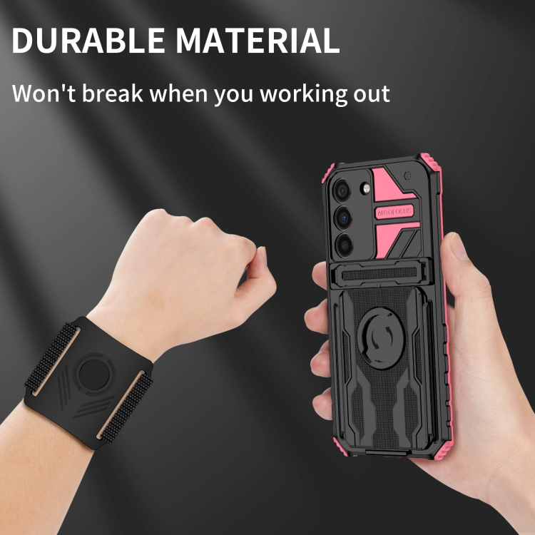 For Samsung Galaxy S22 5G Armor Wristband Phone Case(Pink) For Samsung Galaxy S22 5G Armor Wristband Phone Case(Pink)