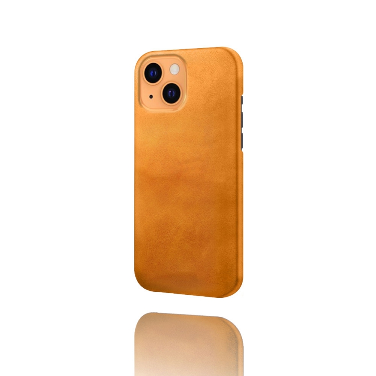 For iPhone 13 mini Calf Texture PC + PU Phone Case (Orange)