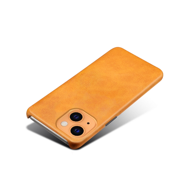For iPhone 13 mini Calf Texture PC + PU Phone Case (Orange)