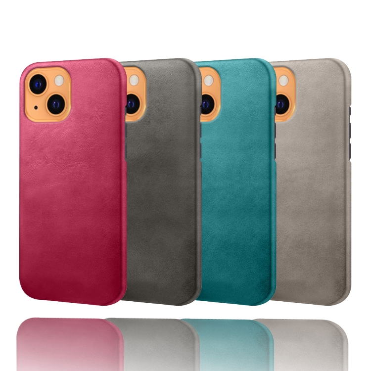 For iPhone 13 mini Calf Texture PC + PU Phone Case (Orange)