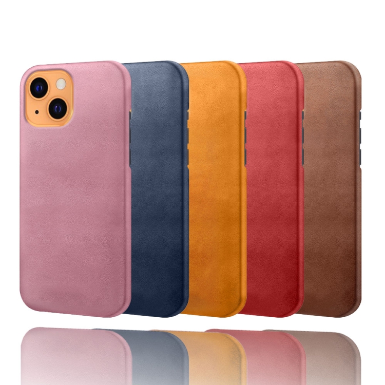 For iPhone 13 mini Calf Texture PC + PU Phone Case (Orange)