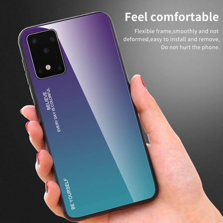 For Galaxy S20 Gradient Color Glass Case(Purple)