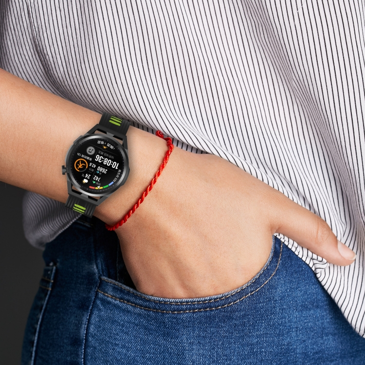 SUNSKY - Para Huawei Watch GT Runner de 22 mm de reloj de silicona de raya  de dos colores (negro blanco)
