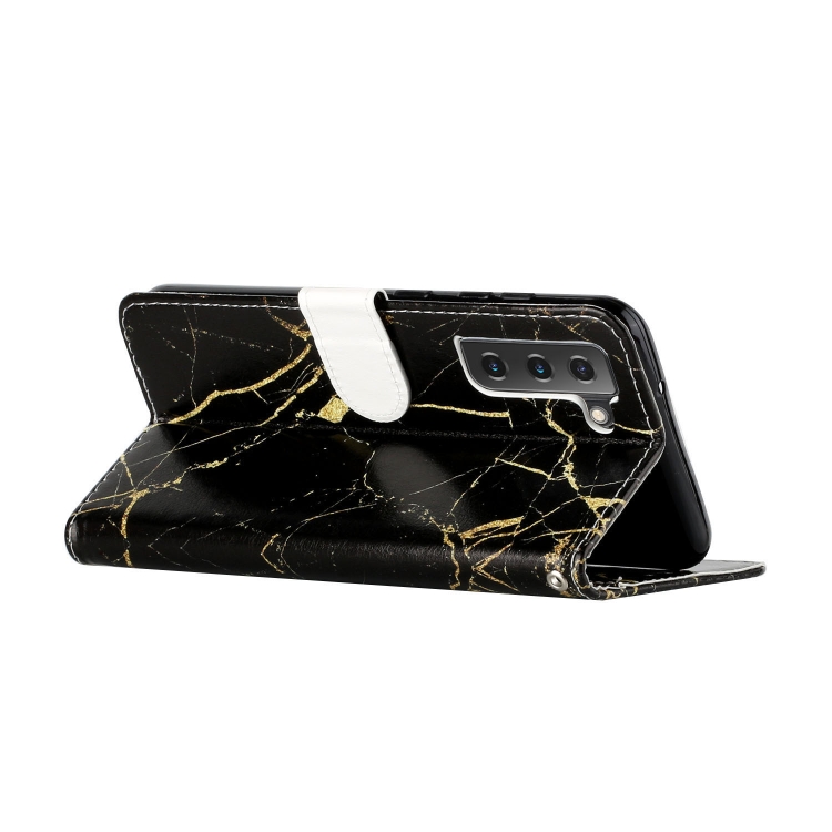 For Samsung Galaxy S22 5G Colored Drawing Marble Pattern PU Leather Phone Case(Black Gold Marble) For Samsung Galaxy S22 5G Colored Drawing Marble Pattern PU Leather Phone Case(Black Gold Marble)