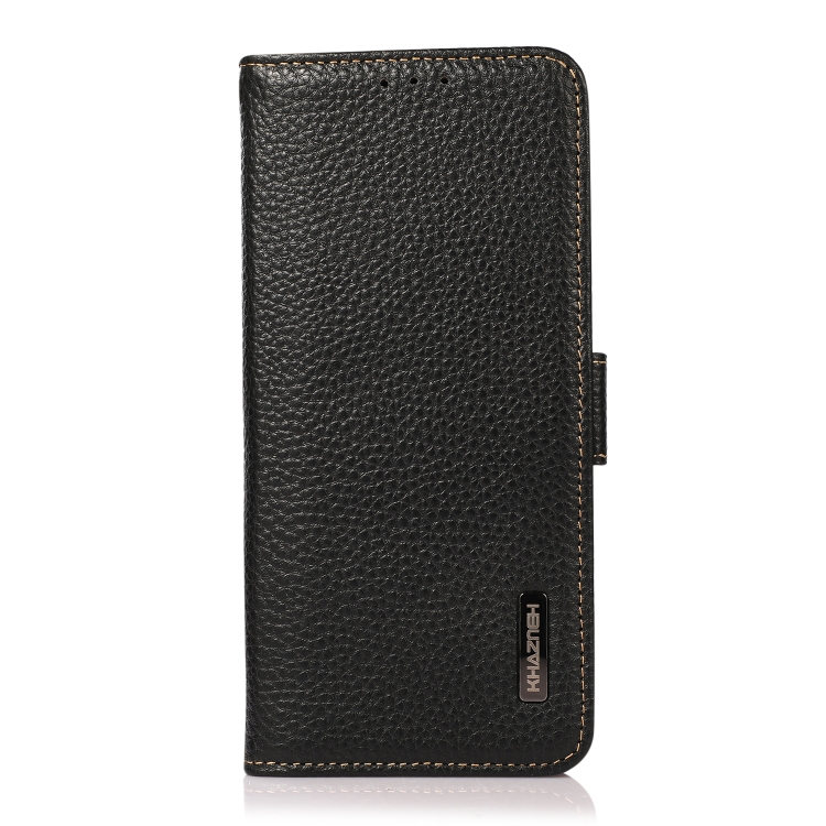 For Samsung Galaxy S22 5G KHAZNEH Side-Magnetic Litchi Genuine Leather RFID Phone Case(Black) For Samsung Galaxy S22 5G KHAZNEH Side-Magnetic Litchi Genuine Leather RFID Phone Case(Black)