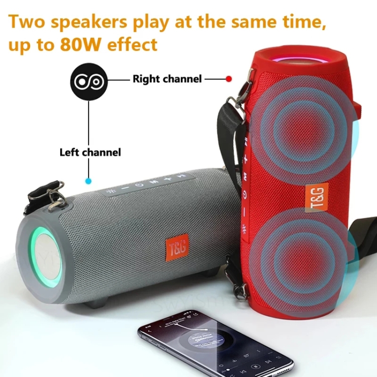 T&G TG322 40W Waterproof Portable LED Bluetooth Speaker(Grey) - B4