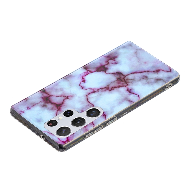 For Samsung Galaxy S22 Ultra 5G Marble Pattern Soft TPU Phone Case(Red)