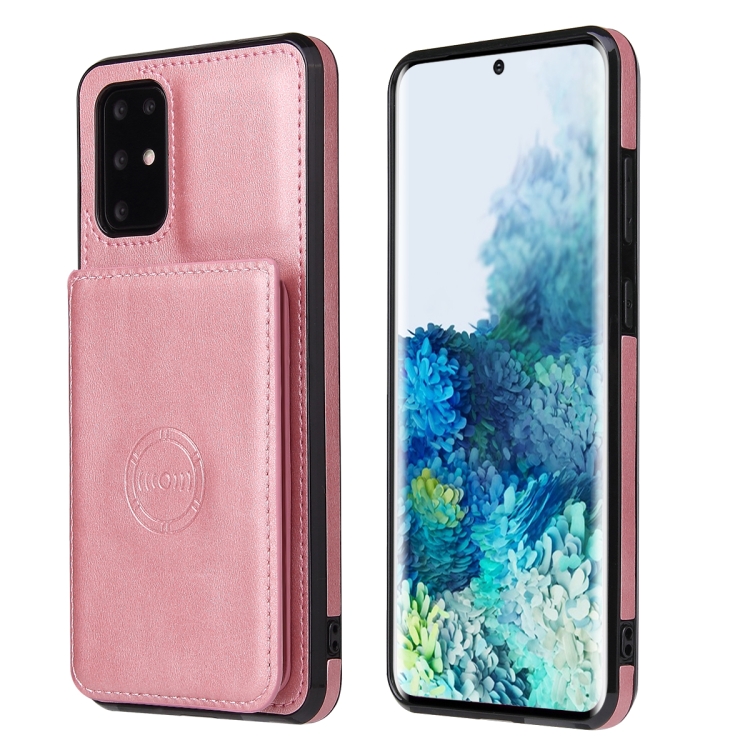 For Samsung Galaxy Note20 Calf Texture Magnetic Card Bag PU Phone Case(Rose Gold)