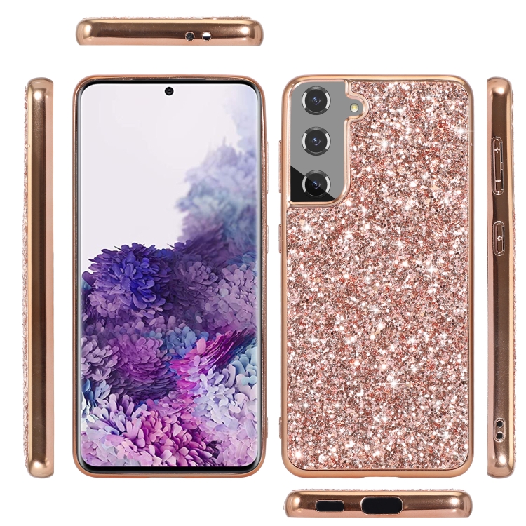 For Samsung Galaxy S22 5G Glitter Powder Shockproof TPU Protective Phone Case(Black) For Samsung Galaxy S22 5G Glitter Powder Shockproof TPU Protective Phone Case(Black)