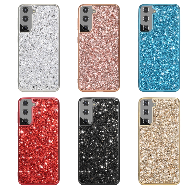 For Samsung Galaxy S22 5G Glitter Powder Shockproof TPU Protective Phone Case(Black) For Samsung Galaxy S22 5G Glitter Powder Shockproof TPU Protective Phone Case(Black)