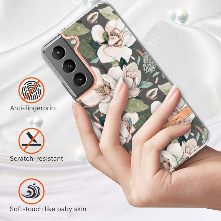 For Samsung Galaxy S22+ Flowers and Plants Series IMD TPU Phone Case(Green Gardenia) For Samsung Galaxy S22+ Flowers and Plants Series IMD TPU Phone Case(Green Gardenia)