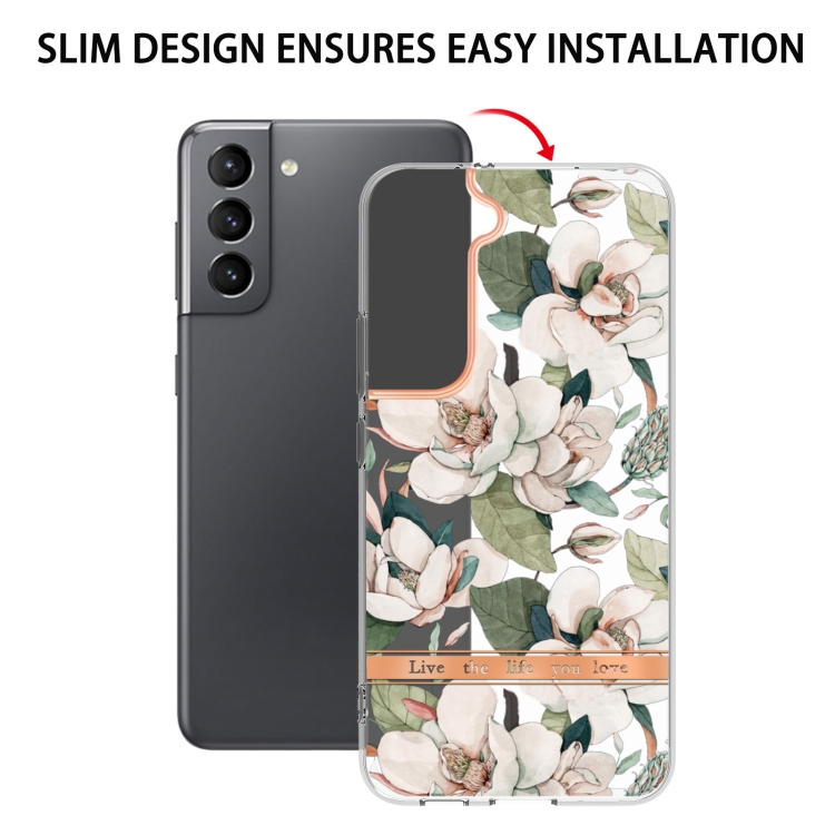 For Samsung Galaxy S22+ Flowers and Plants Series IMD TPU Phone Case(Green Gardenia) For Samsung Galaxy S22+ Flowers and Plants Series IMD TPU Phone Case(Green Gardenia)