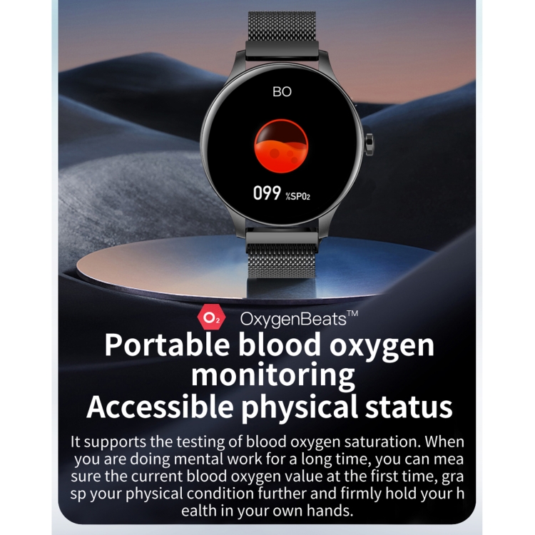 NY20 1.3 pulgadas Smart Watch, soporte Monitor de suspensión / Monitor de oxígeno de sangre (negro) - B3