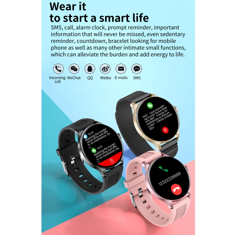 NY20 1.3 pulgadas Smart Watch, soporte Monitor de suspensión / Monitor de oxígeno de sangre (negro) - B5