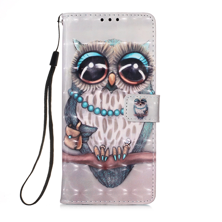 For Samsung Galaxy S22 Ultra 5G 3D Painting Flip Leather Case with Holder(Owl)
