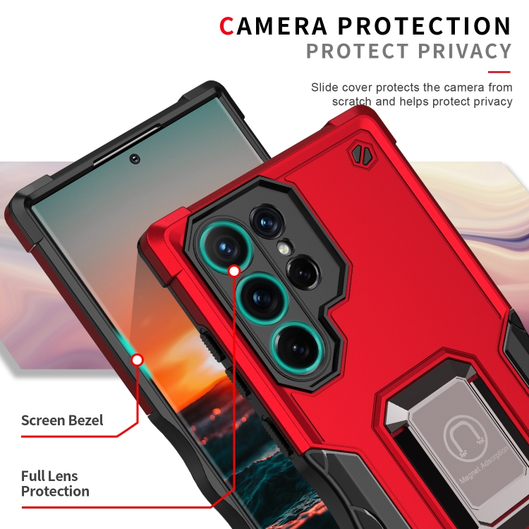 For Samsung Galaxy S22 Ultra 5G Ring Holder Non-slip Armor Phone Case(Black) For Samsung Galaxy S22 Ultra 5G Ring Holder Non-slip Armor Phone Case(Black)