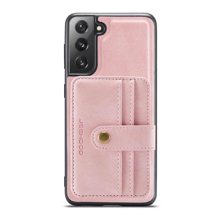 For Samsung Galaxy S22 5G JEEHOOD RFID Blocking Anti-Theft Magnetic PU + TPU Phone Case(Pink) For Samsung Galaxy S22 5G JEEHOOD RFID Blocking Anti-Theft Magnetic PU + TPU Phone Case(Pink)