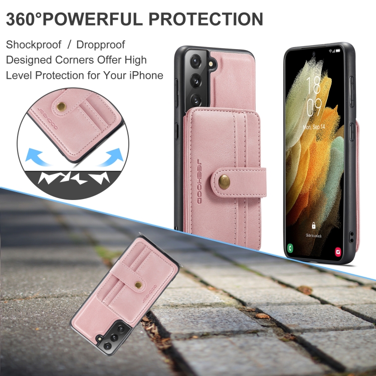 For Samsung Galaxy S22 5G JEEHOOD RFID Blocking Anti-Theft Magnetic PU + TPU Phone Case(Pink) For Samsung Galaxy S22 5G JEEHOOD RFID Blocking Anti-Theft Magnetic PU + TPU Phone Case(Pink)