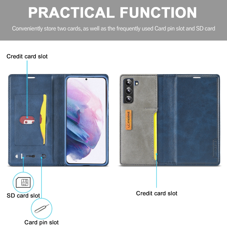 For Samsung Galaxy S22+ 5G LC.IMEEKE LC-001 Series PU + TPU Color Matching Frosted Leather Phone Case(Blue) For Samsung Galaxy S22+ 5G LC.IMEEKE LC-001 Series PU + TPU Color Matching Frosted Leather Phone Case(Blue)