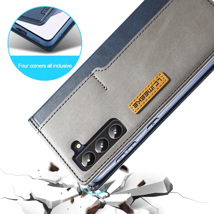 For Samsung Galaxy S22+ 5G LC.IMEEKE LC-001 Series PU + TPU Color Matching Frosted Leather Phone Case(Blue) For Samsung Galaxy S22+ 5G LC.IMEEKE LC-001 Series PU + TPU Color Matching Frosted Leather Phone Case(Blue)