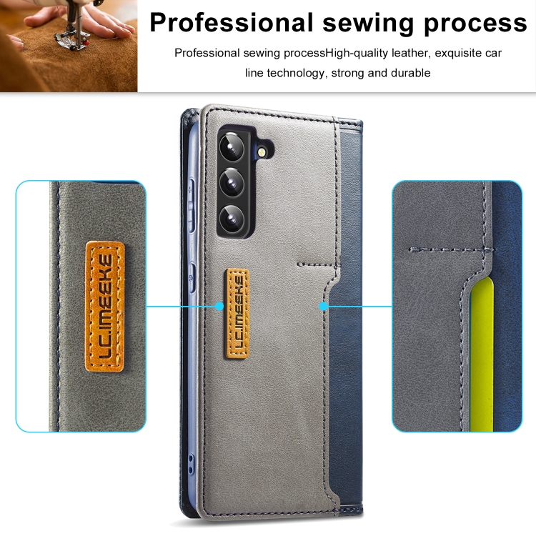 For Samsung Galaxy S22+ 5G LC.IMEEKE LC-001 Series PU + TPU Color Matching Frosted Leather Phone Case(Blue) For Samsung Galaxy S22+ 5G LC.IMEEKE LC-001 Series PU + TPU Color Matching Frosted Leather Phone Case(Blue)