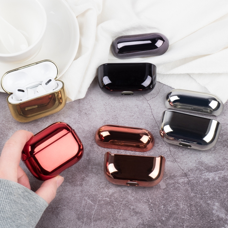 For AirPods Pro Electroplated PC Earphones Shockproof Protective Case(Red)