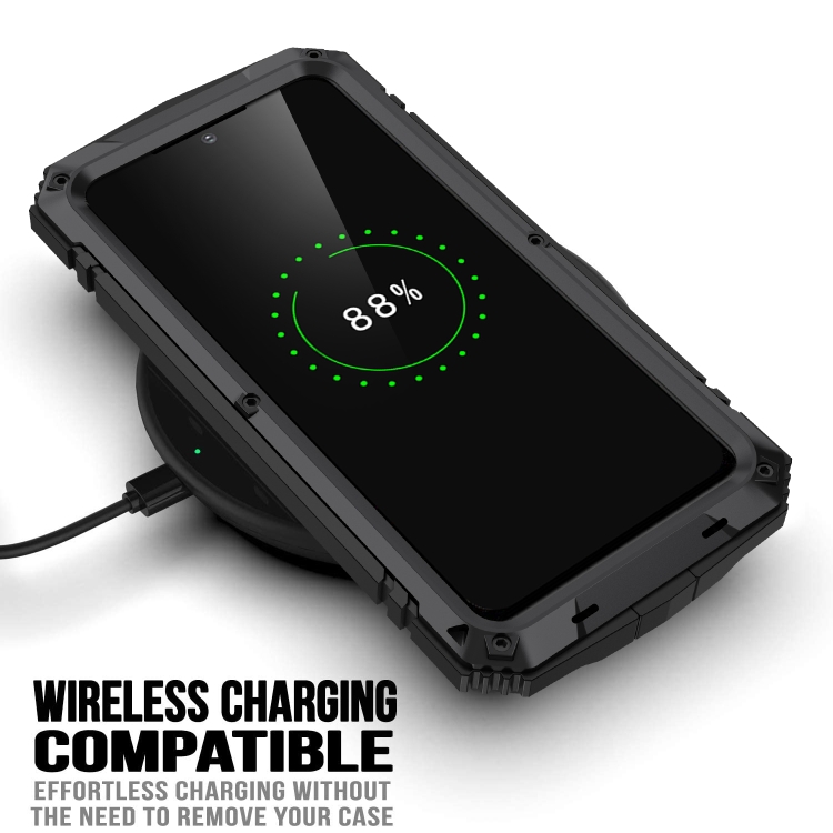 For Samsung Galaxy S22 5G R-JUST Metal + Silicone Holder Phone Case(Black) For Samsung Galaxy S22 5G R-JUST Metal + Silicone Holder Phone Case(Black)